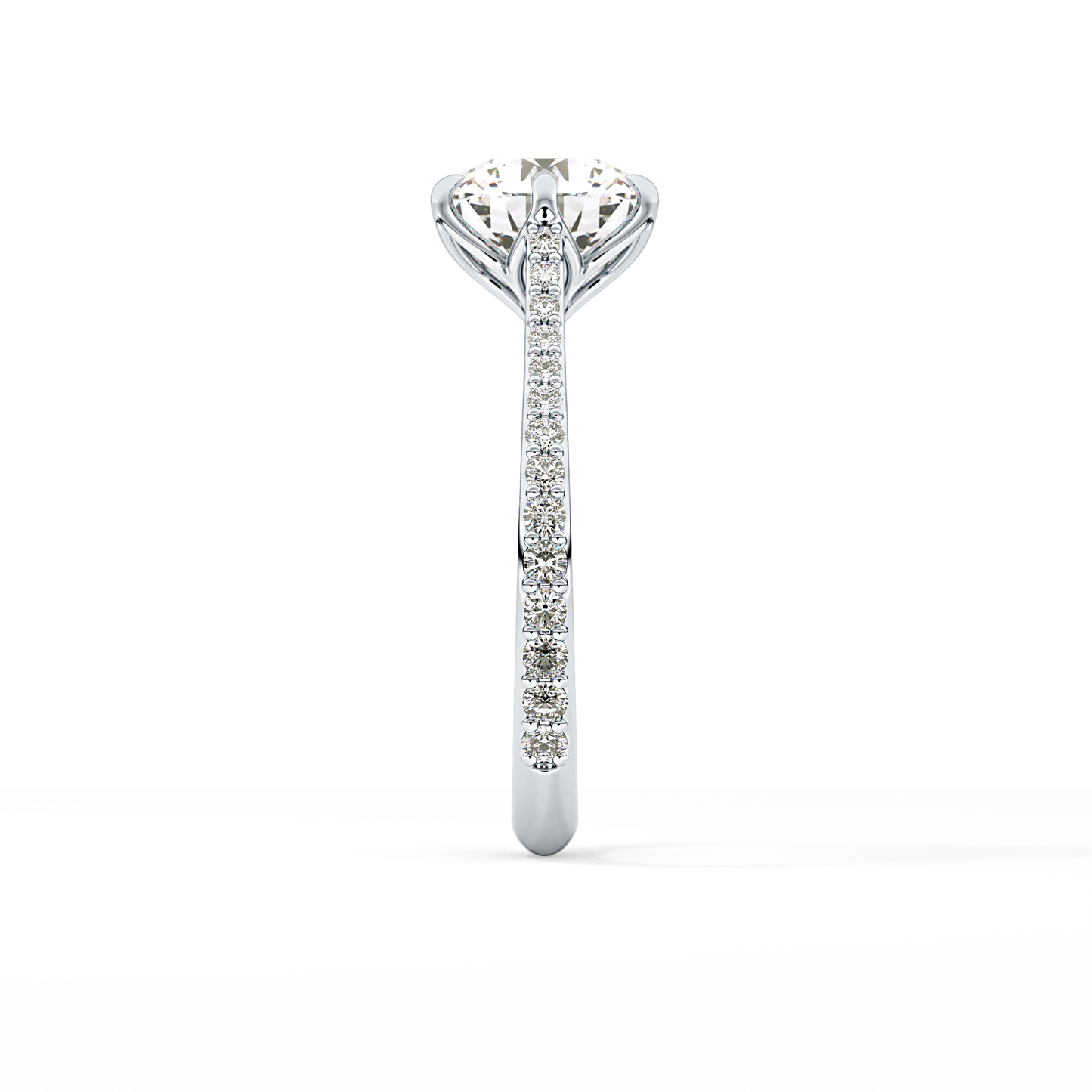 Round Pave Lab Grown Diamond Engagement Ring