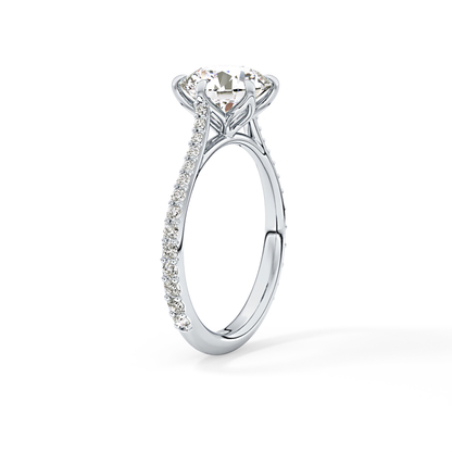 Round Pave Lab Grown Diamond Engagement Ring