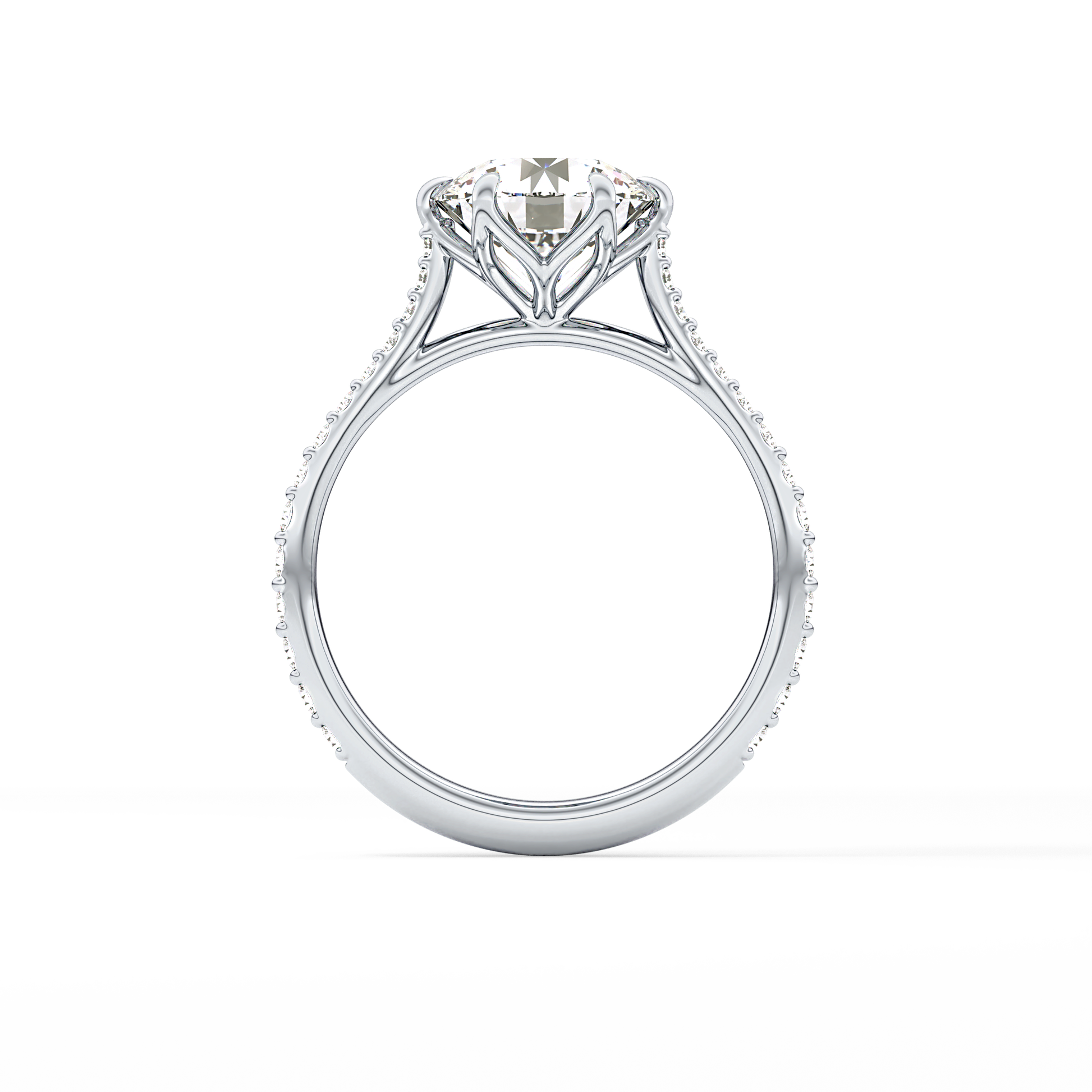 Round Pave Lab Grown Diamond Engagement Ring