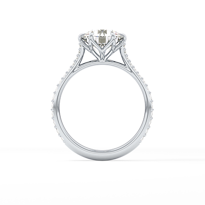 Round Pave Lab Grown Diamond Engagement Ring
