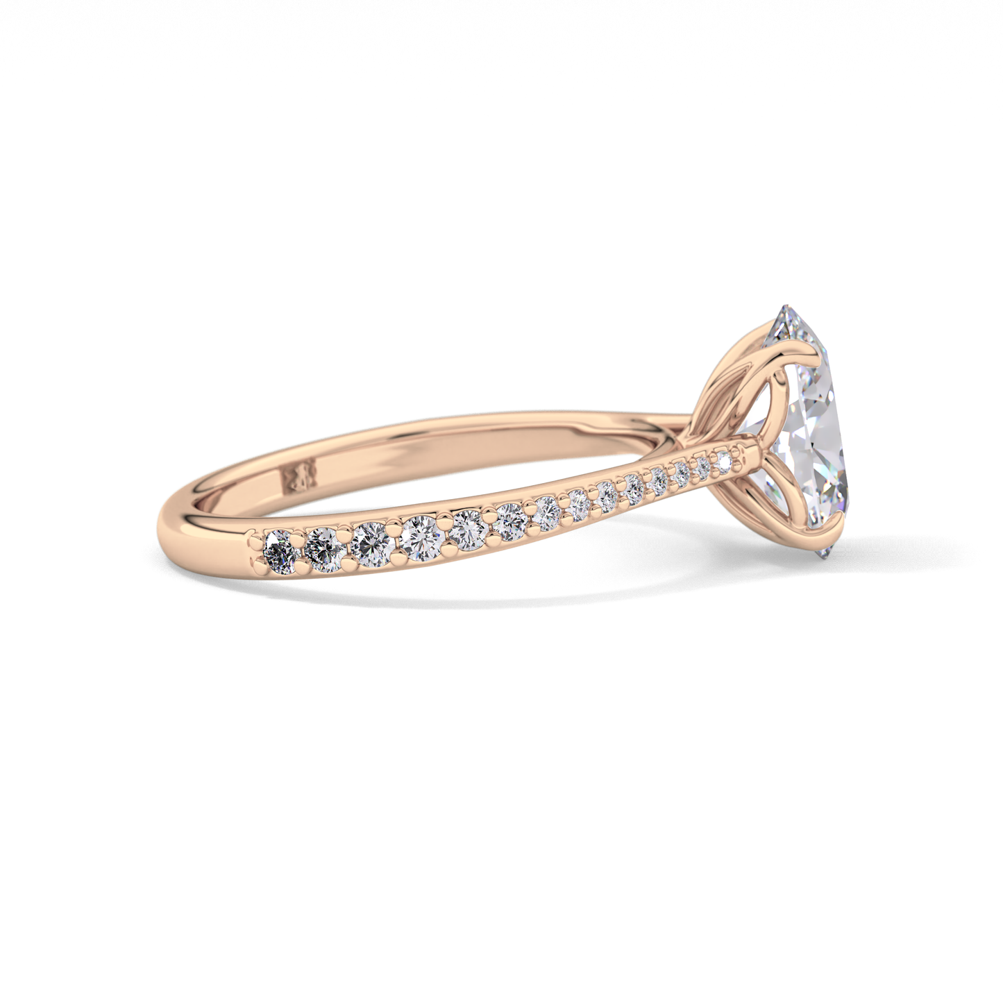 Oval Pave Lab Grown Diamond Engagement Ring