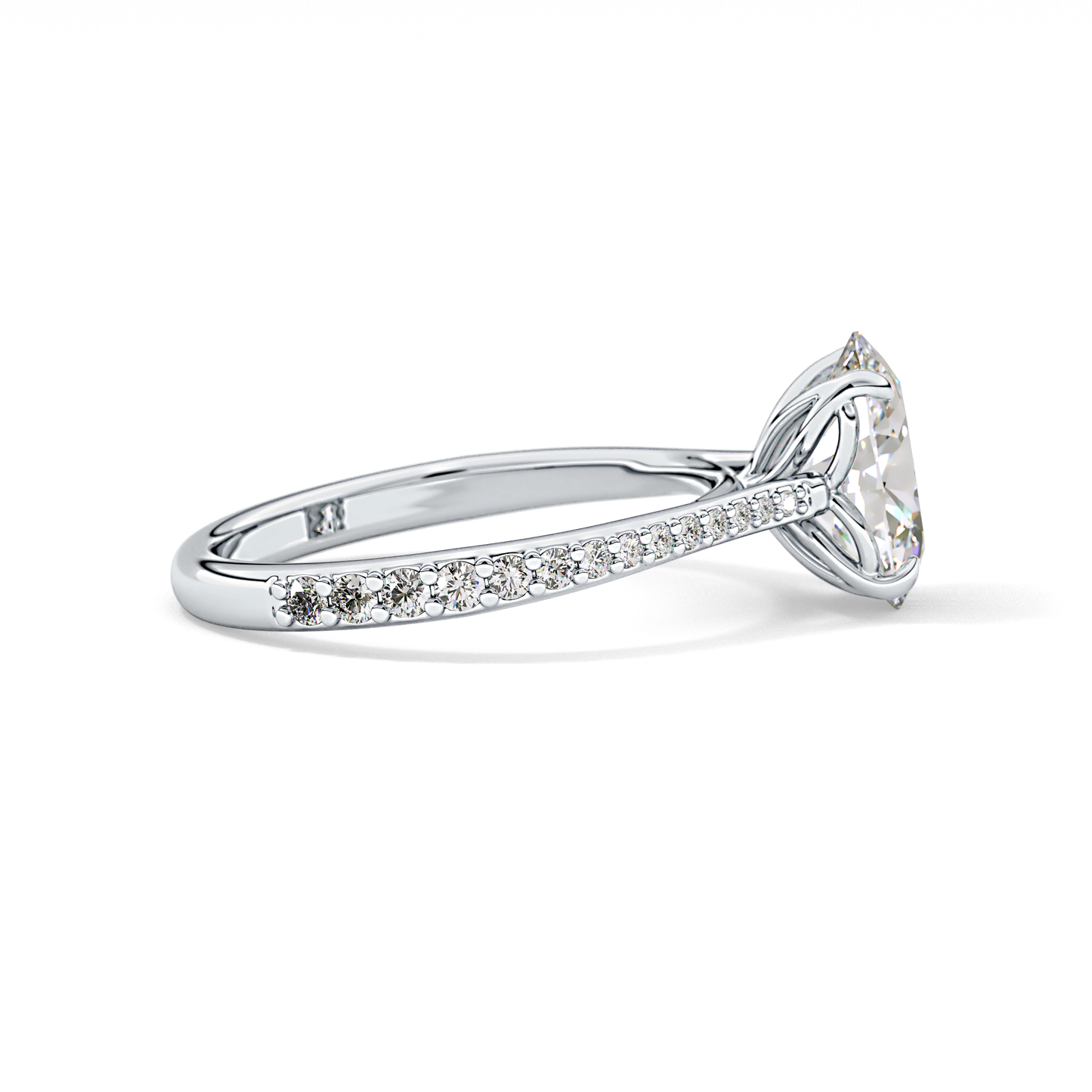 Oval Pave Lab Grown Diamond Engagement Ring
