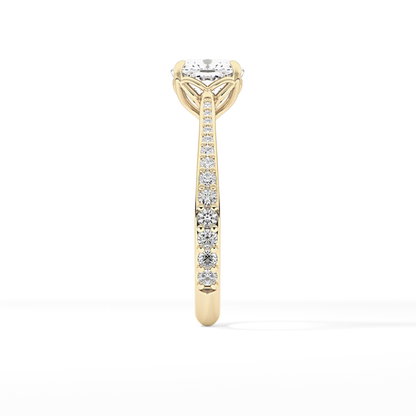 Cushion Pave Lab Grown Diamond Engagement Ring