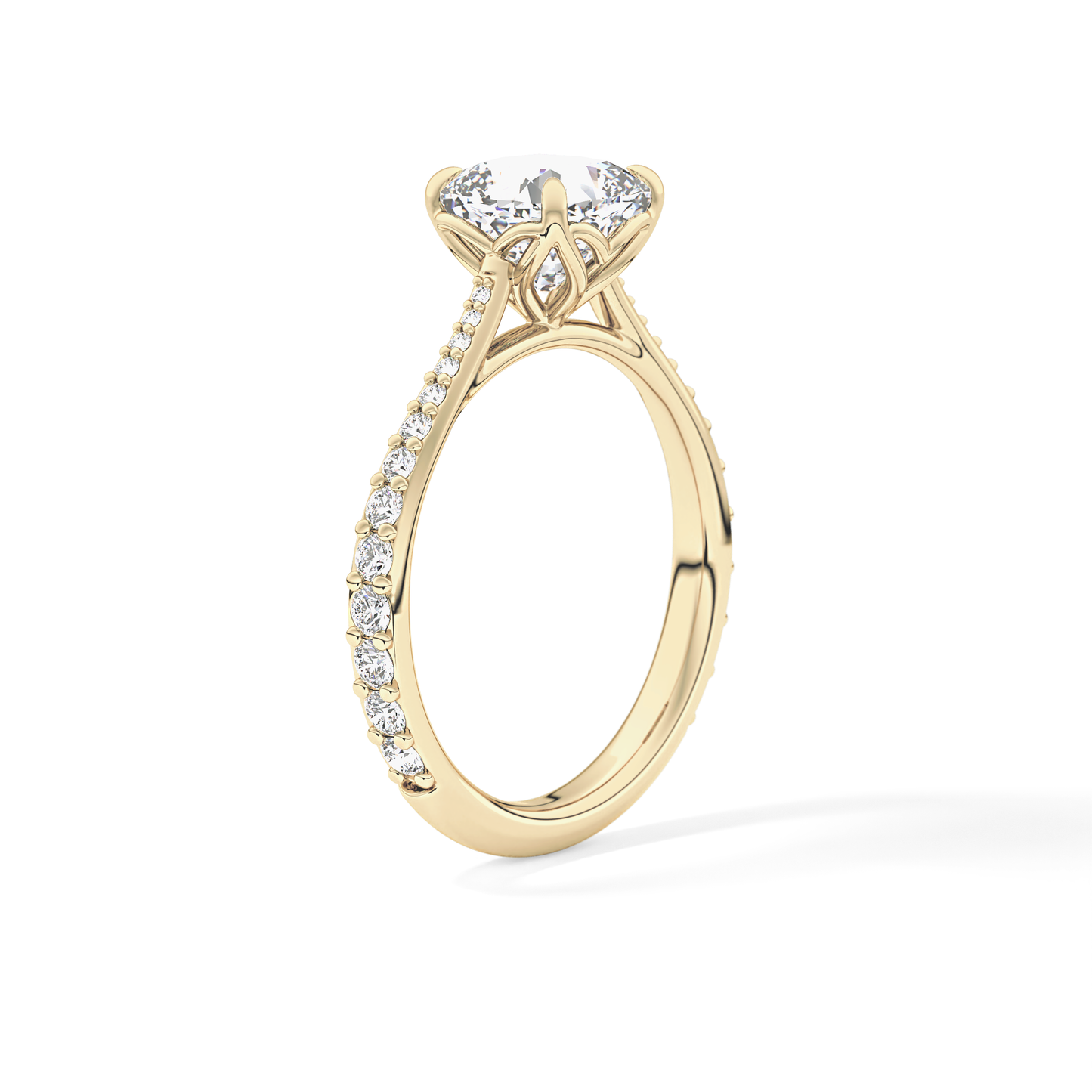 Cushion Pave Lab Grown Diamond Engagement Ring