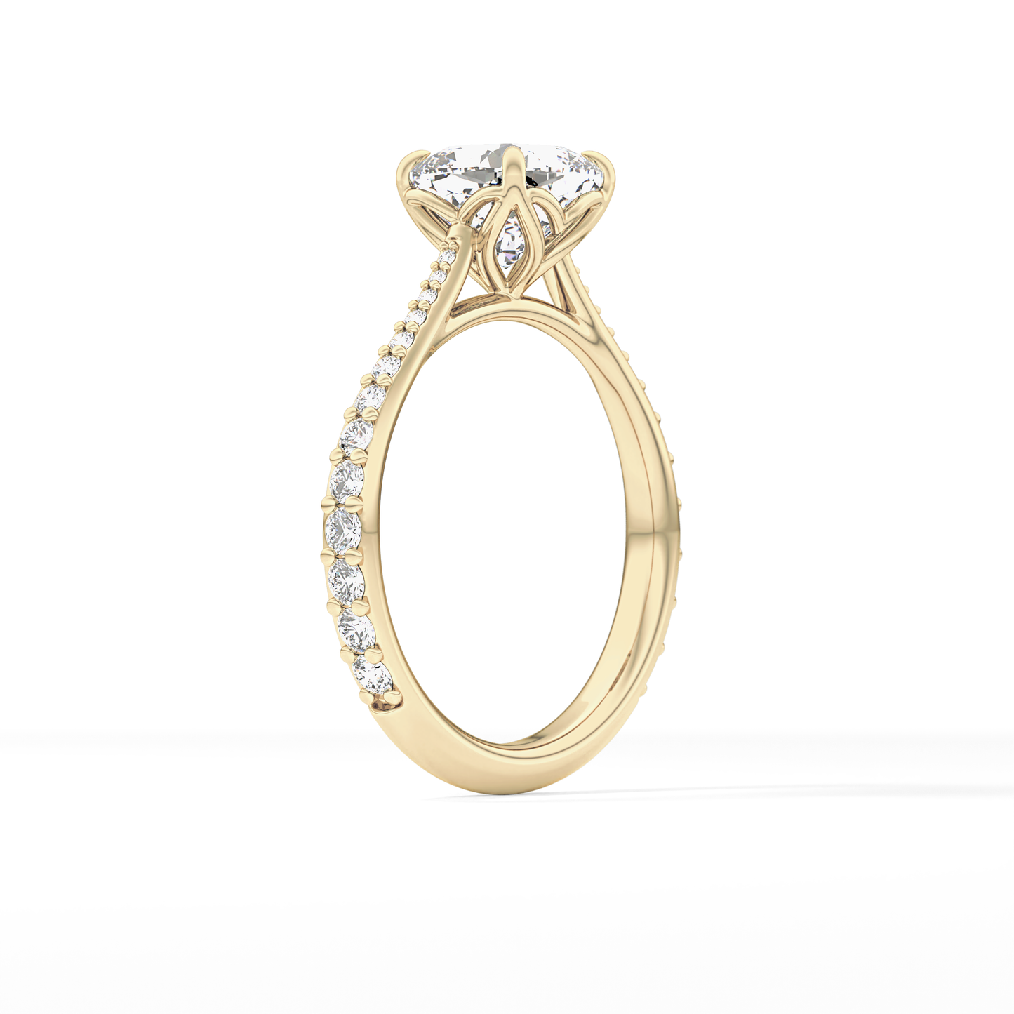 Cushion Pave Lab Grown Diamond Engagement Ring