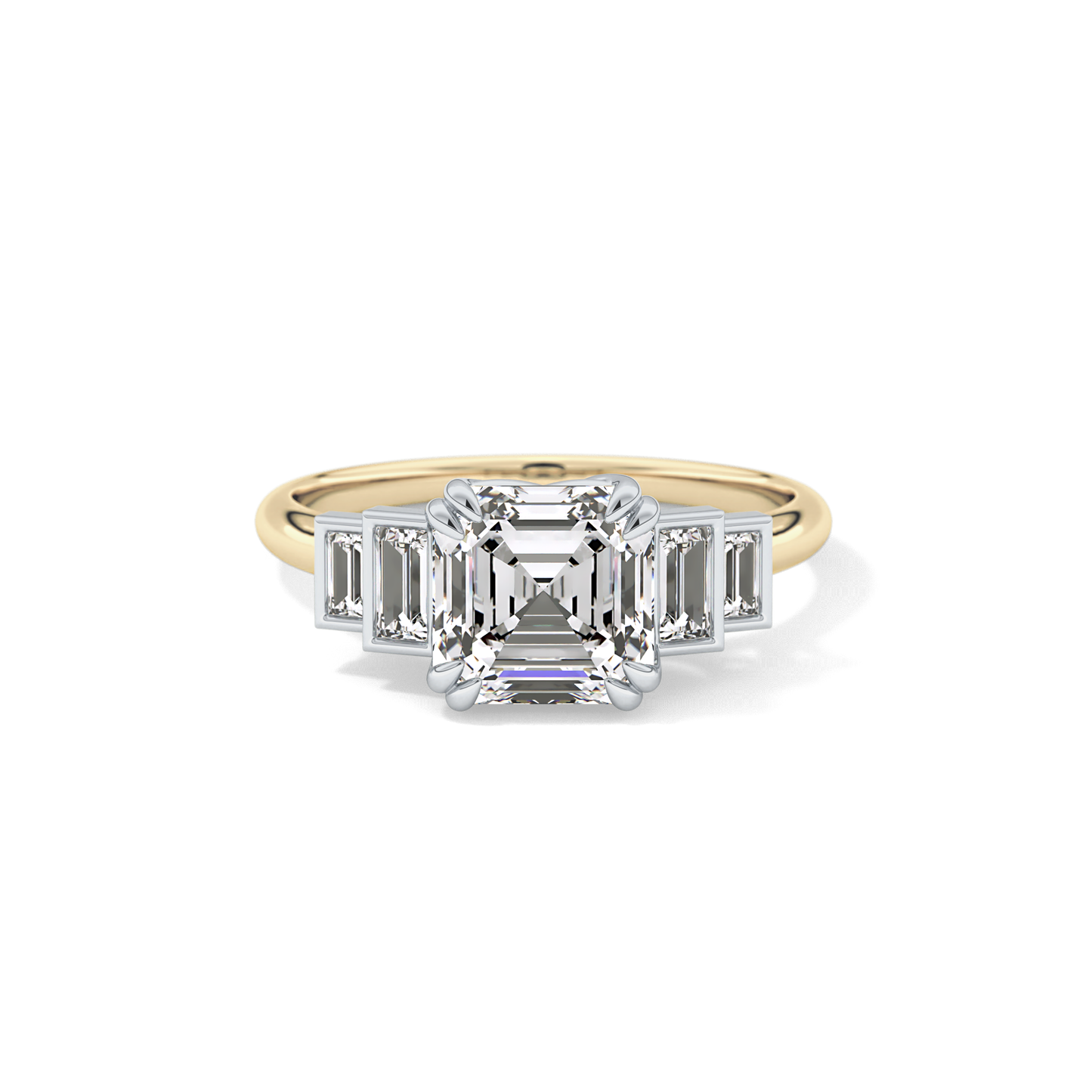 Asscher Cluster Lab Grown Diamond Engagement Ring
