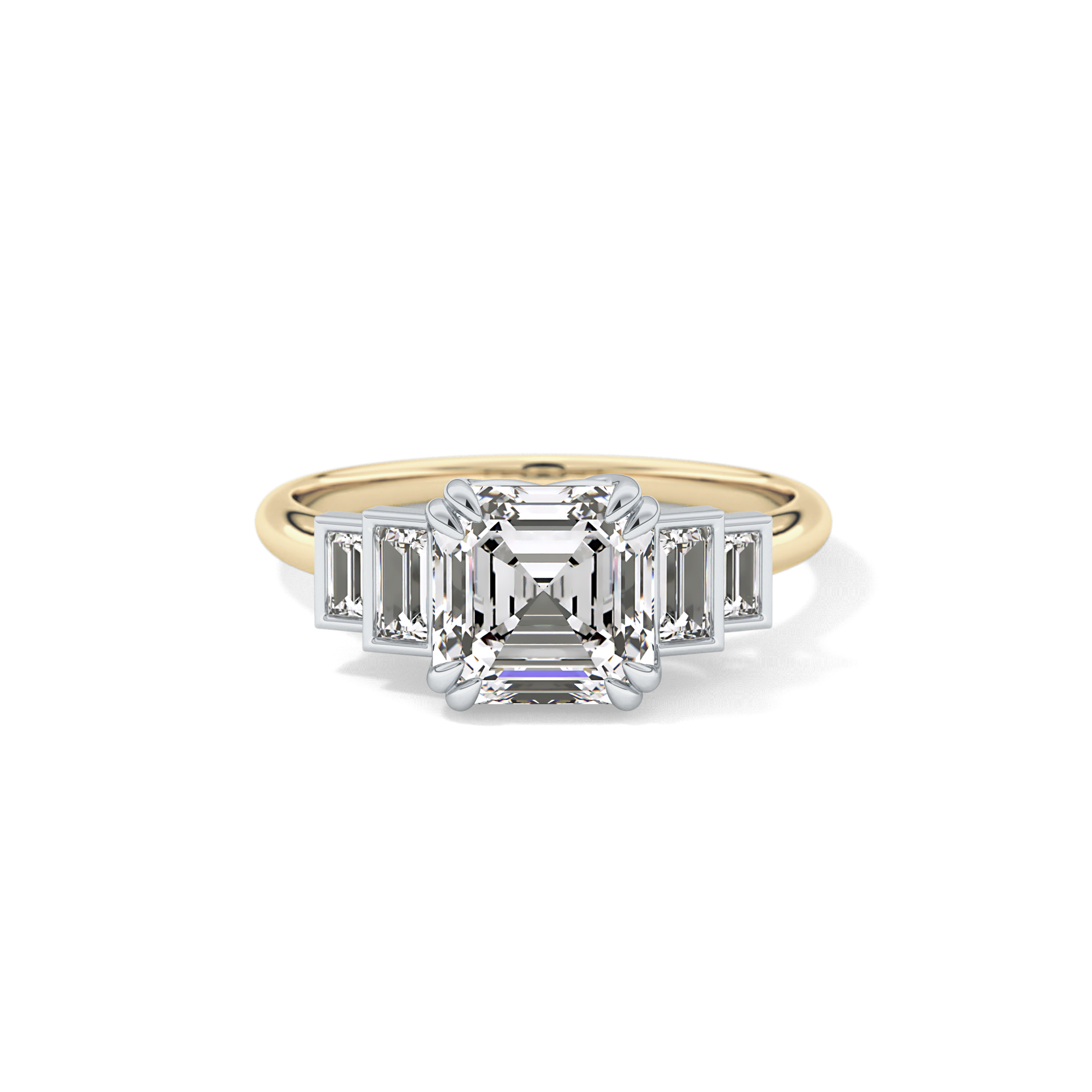 Asscher Cluster Lab Grown Diamond Engagement Ring