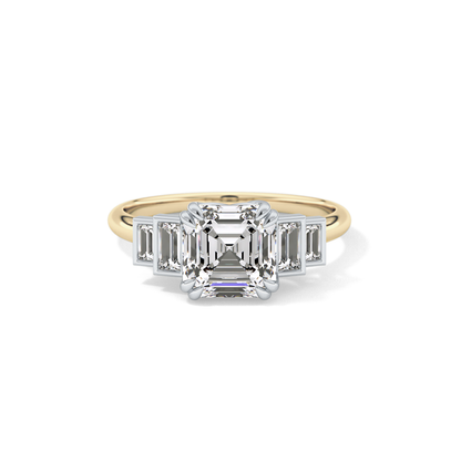 Asscher Cluster Lab Grown Diamond Engagement Ring