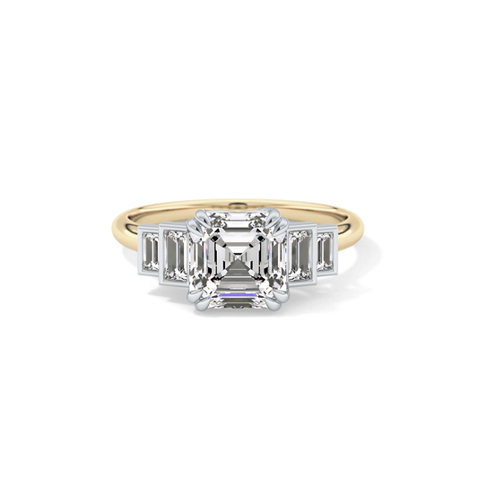 Asscher Cluster Lab Grown Diamond Engagement Ring