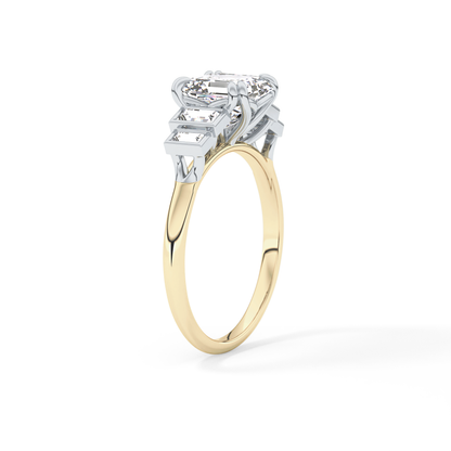 Asscher Cluster Lab Grown Diamond Engagement Ring