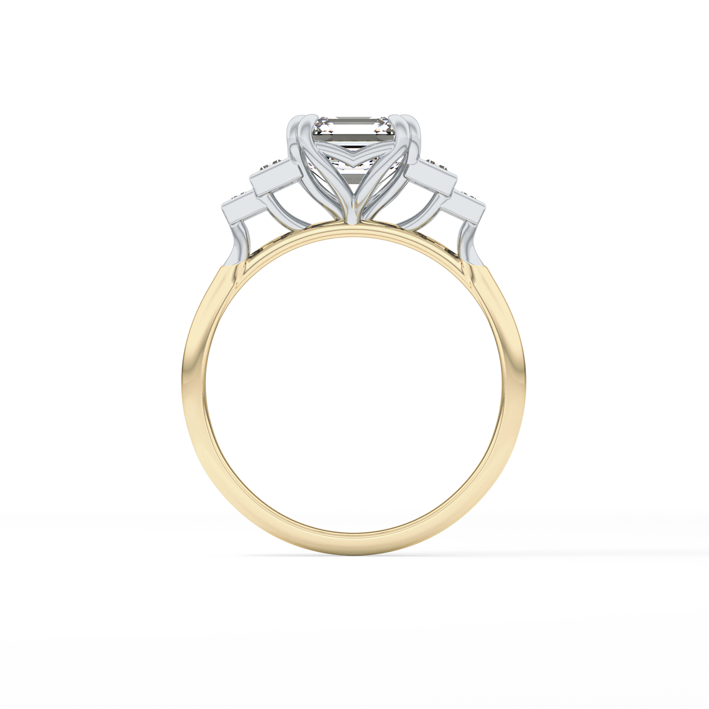 Asscher Cluster Lab Grown Diamond Engagement Ring