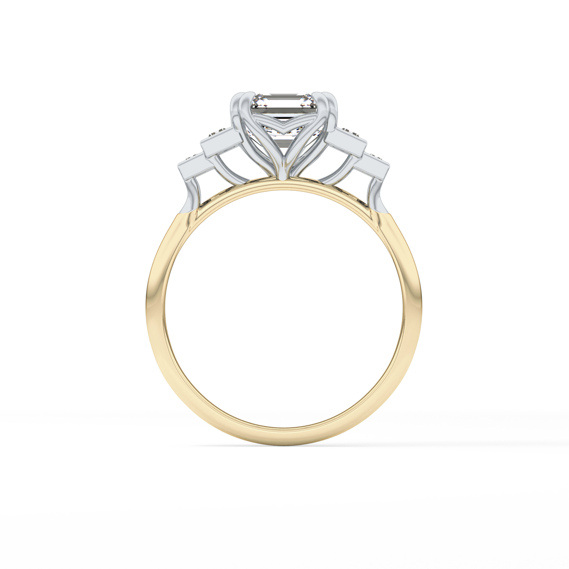 Asscher Cluster Lab Grown Diamond Engagement Ring