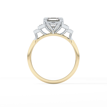 Asscher Cluster Lab Grown Diamond Engagement Ring
