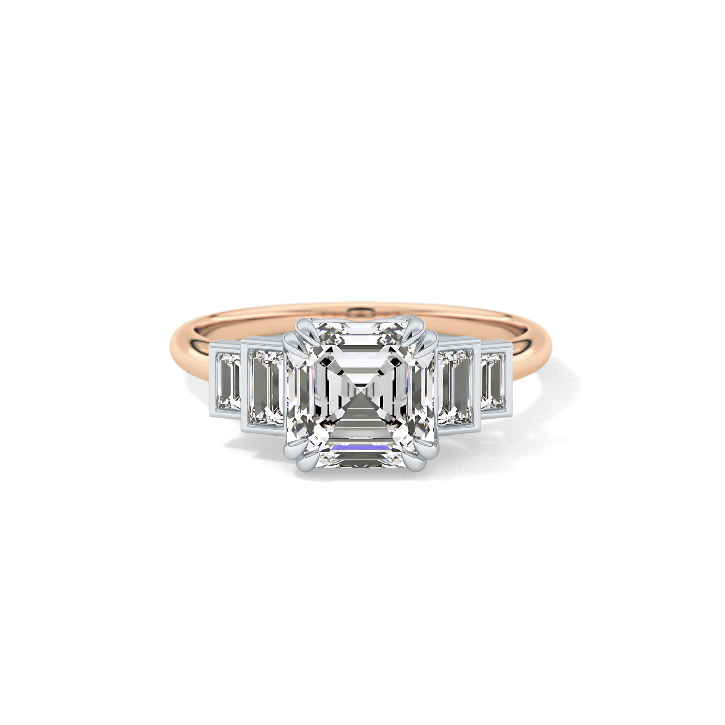 Asscher Cluster Lab Grown Diamond Engagement Ring