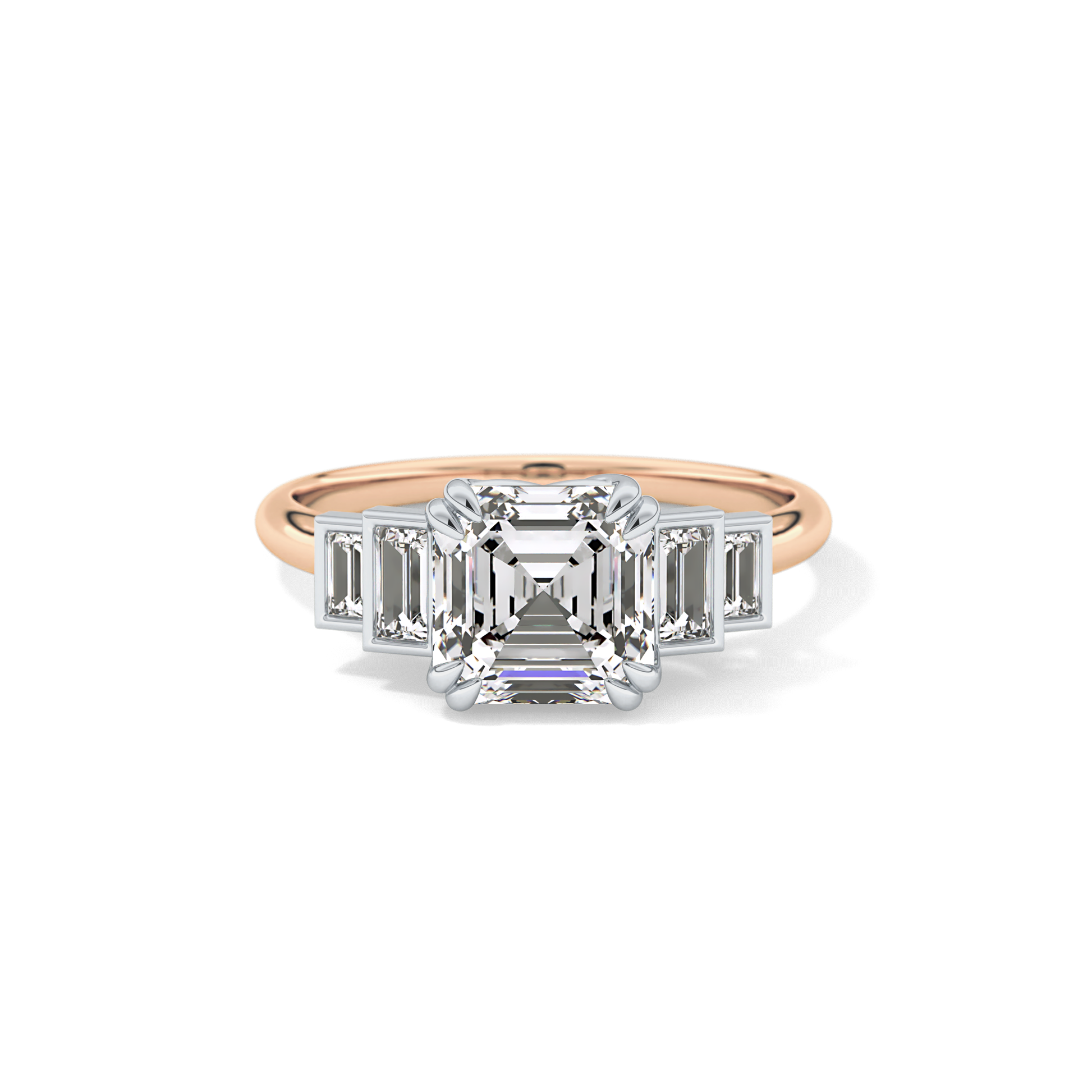 Asscher Cluster Lab Grown Diamond Engagement Ring