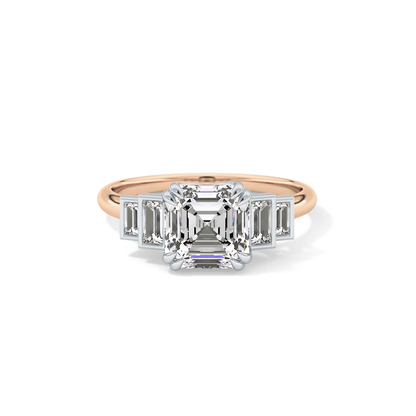 Asscher Cluster Lab Grown Diamond Engagement Ring