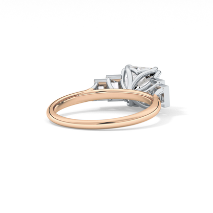 Asscher Cluster Lab Grown Diamond Engagement Ring