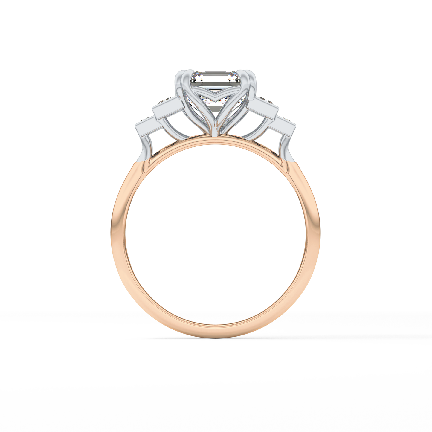 Asscher Cluster Lab Grown Diamond Engagement Ring