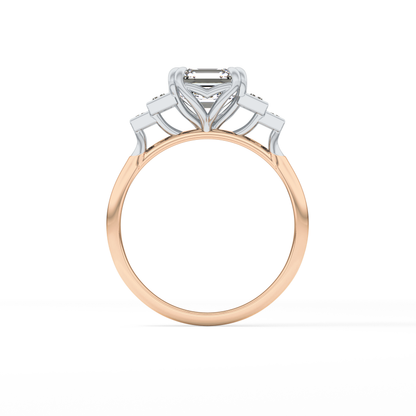 Asscher Cluster Lab Grown Diamond Engagement Ring