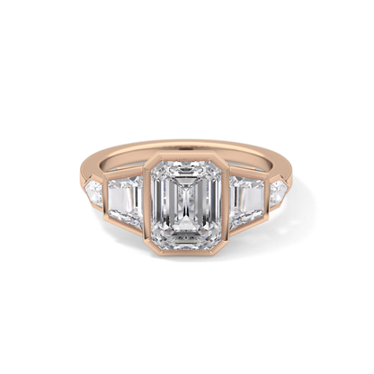 Emerald Cluster Lab Grown Diamond Engagement Ring