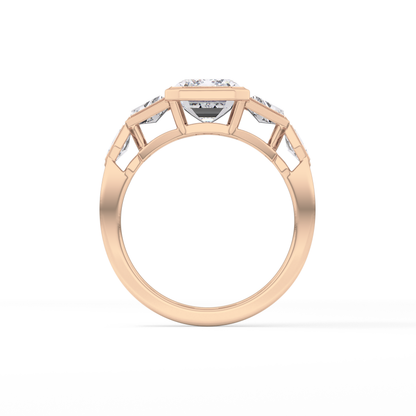 Emerald Cluster Lab Grown Diamond Engagement Ring
