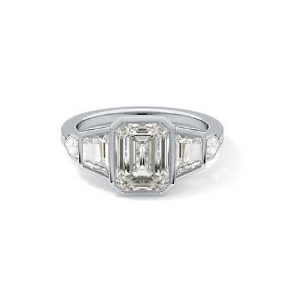 Emerald Cluster Lab Grown Diamond Engagement Ring