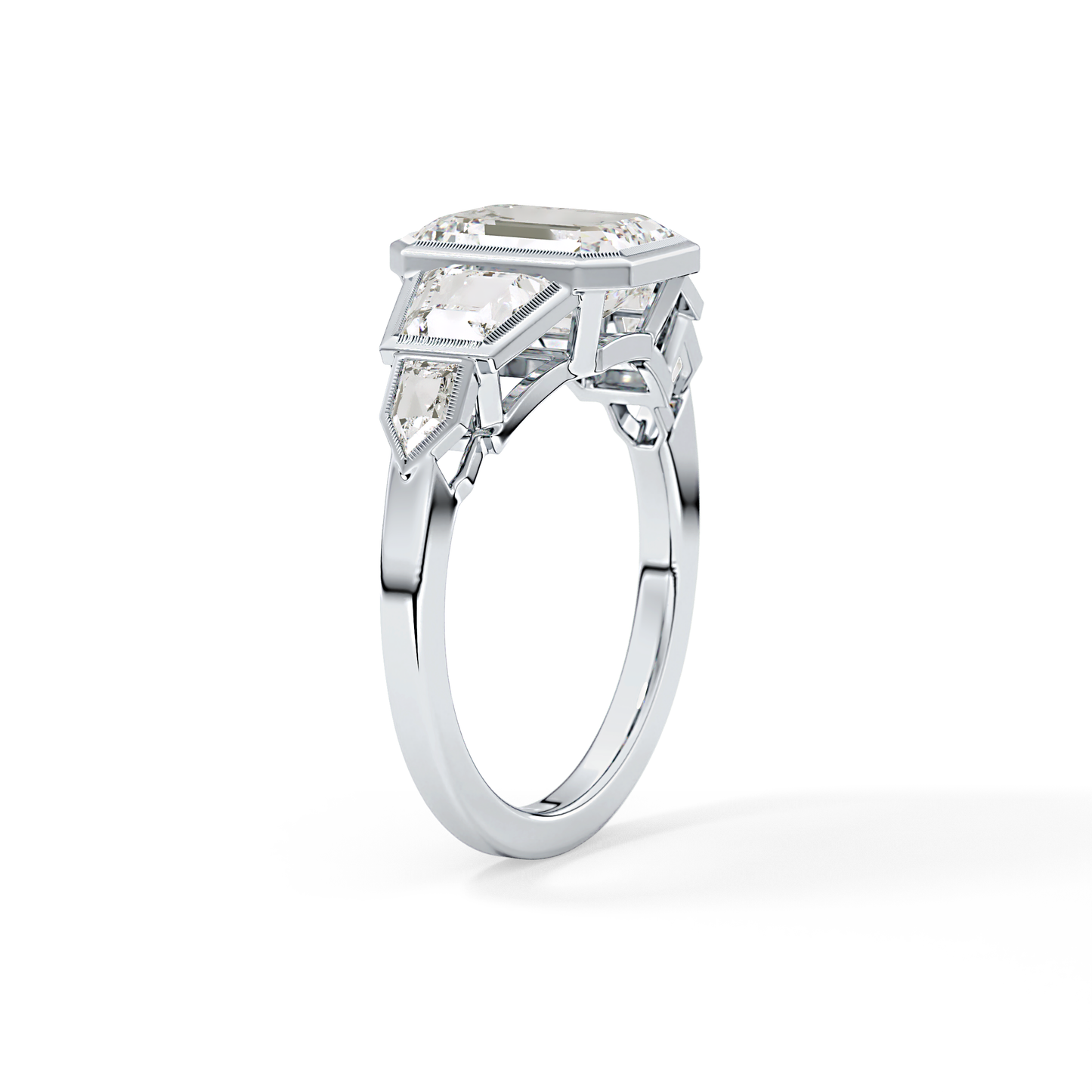 Emerald Cluster Lab Grown Diamond Engagement Ring