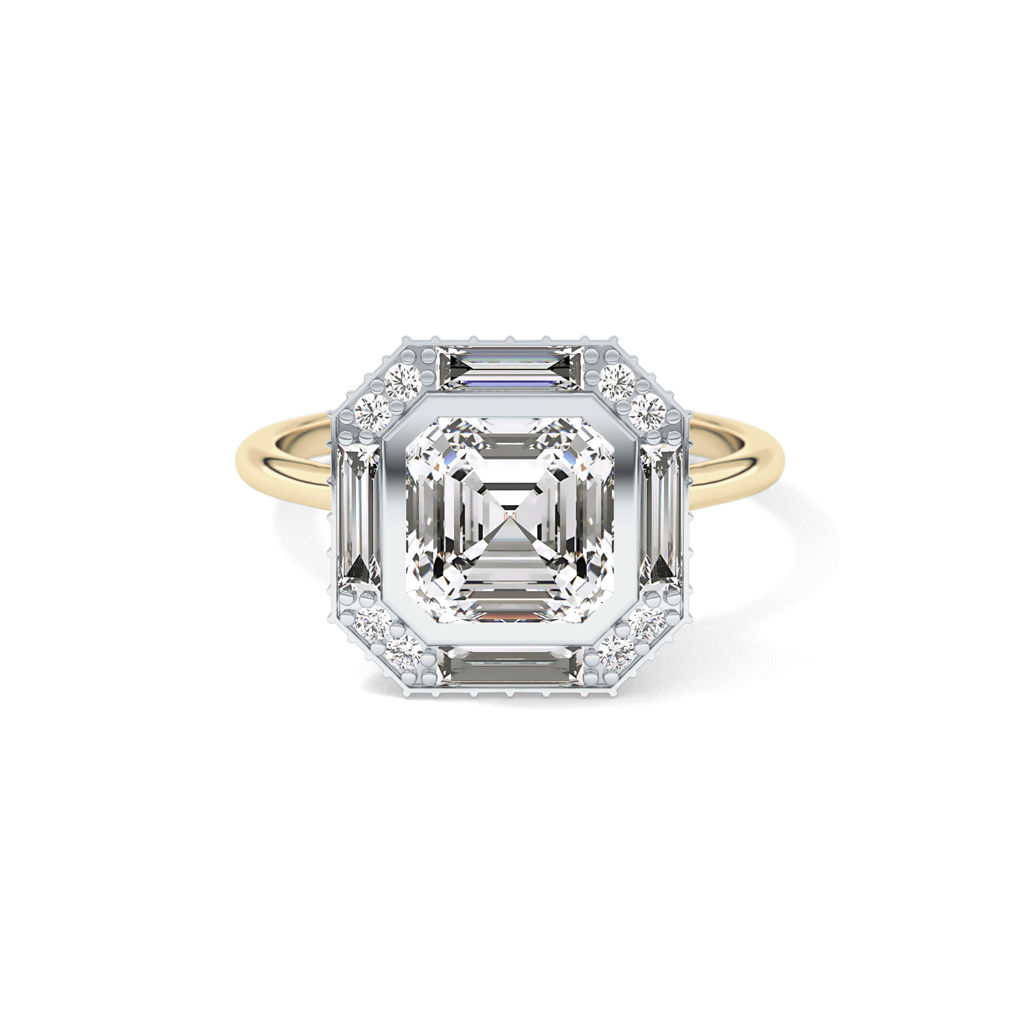 Asscher Cluster Lab Grown Diamond Engagement Ring