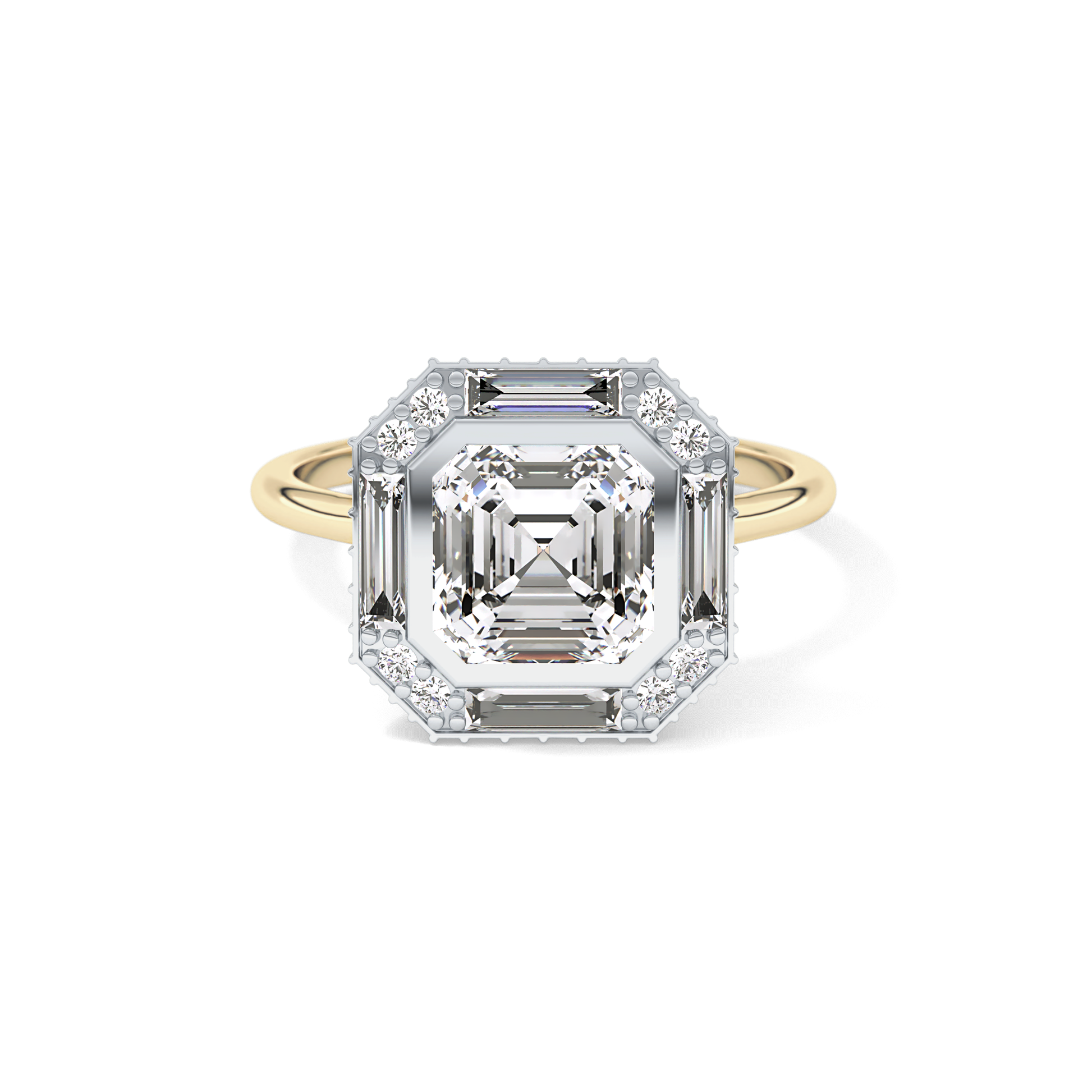 Asscher Cluster Lab Grown Diamond Engagement Ring
