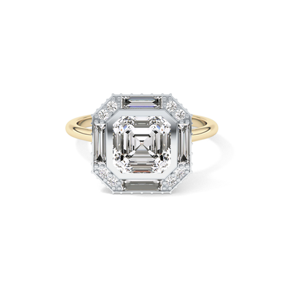 Asscher Cluster Lab Grown Diamond Engagement Ring