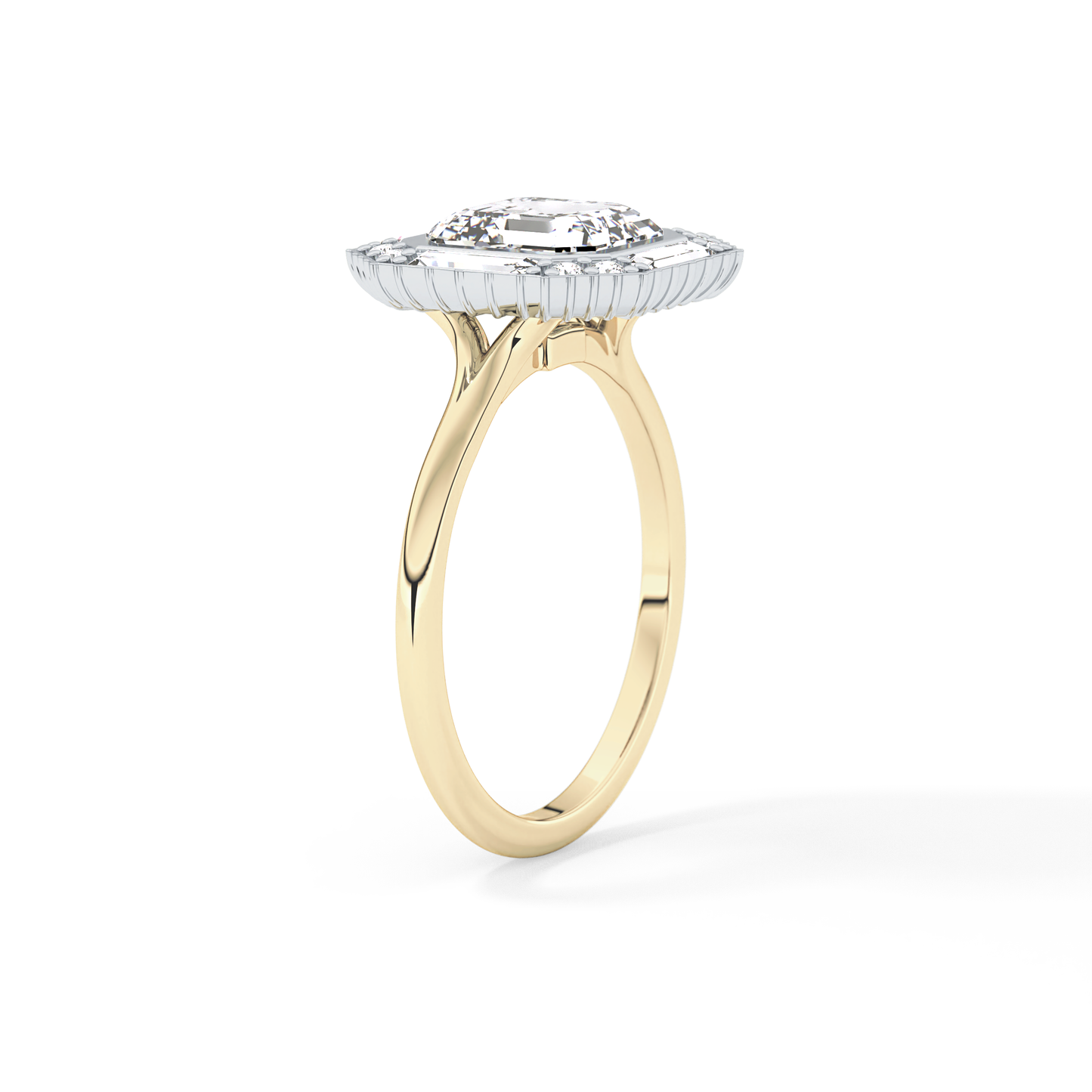 Asscher Cluster Lab Grown Diamond Engagement Ring
