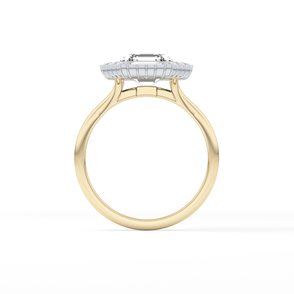 Asscher Cluster Lab Grown Diamond Engagement Ring