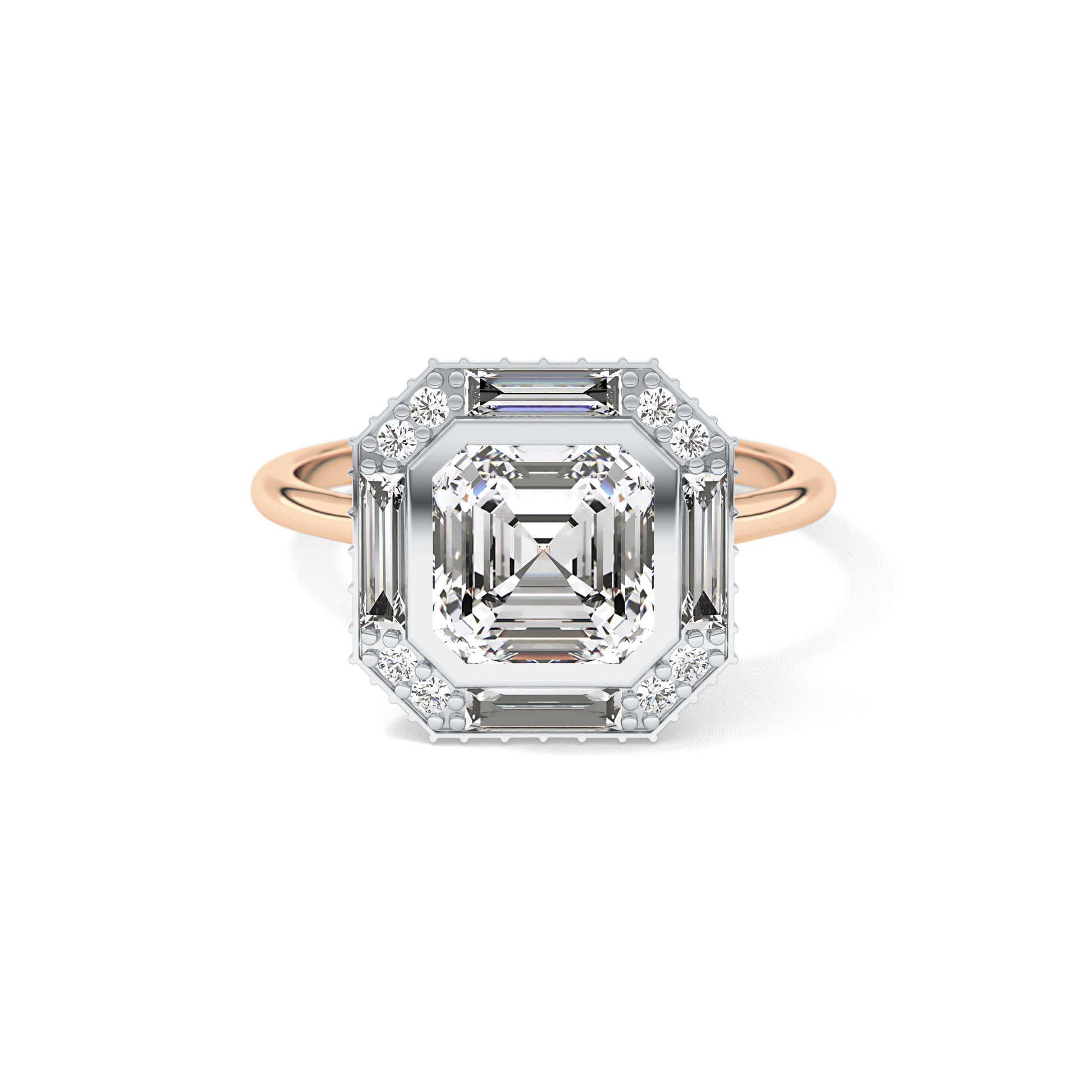 Asscher Cluster Lab Grown Diamond Engagement Ring