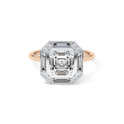 Asscher Cluster Lab Grown Diamond Engagement Ring