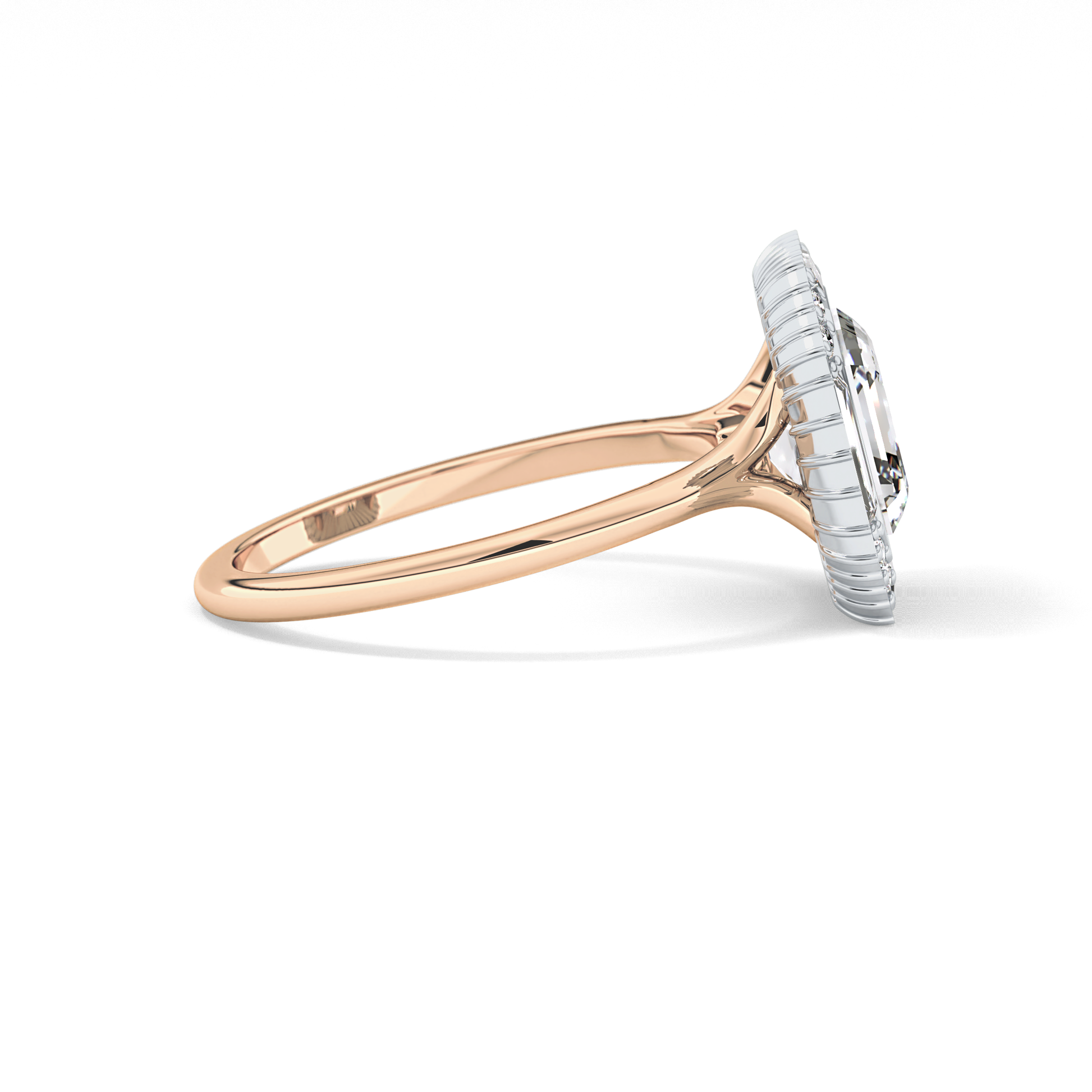 Asscher Cluster Lab Grown Diamond Engagement Ring