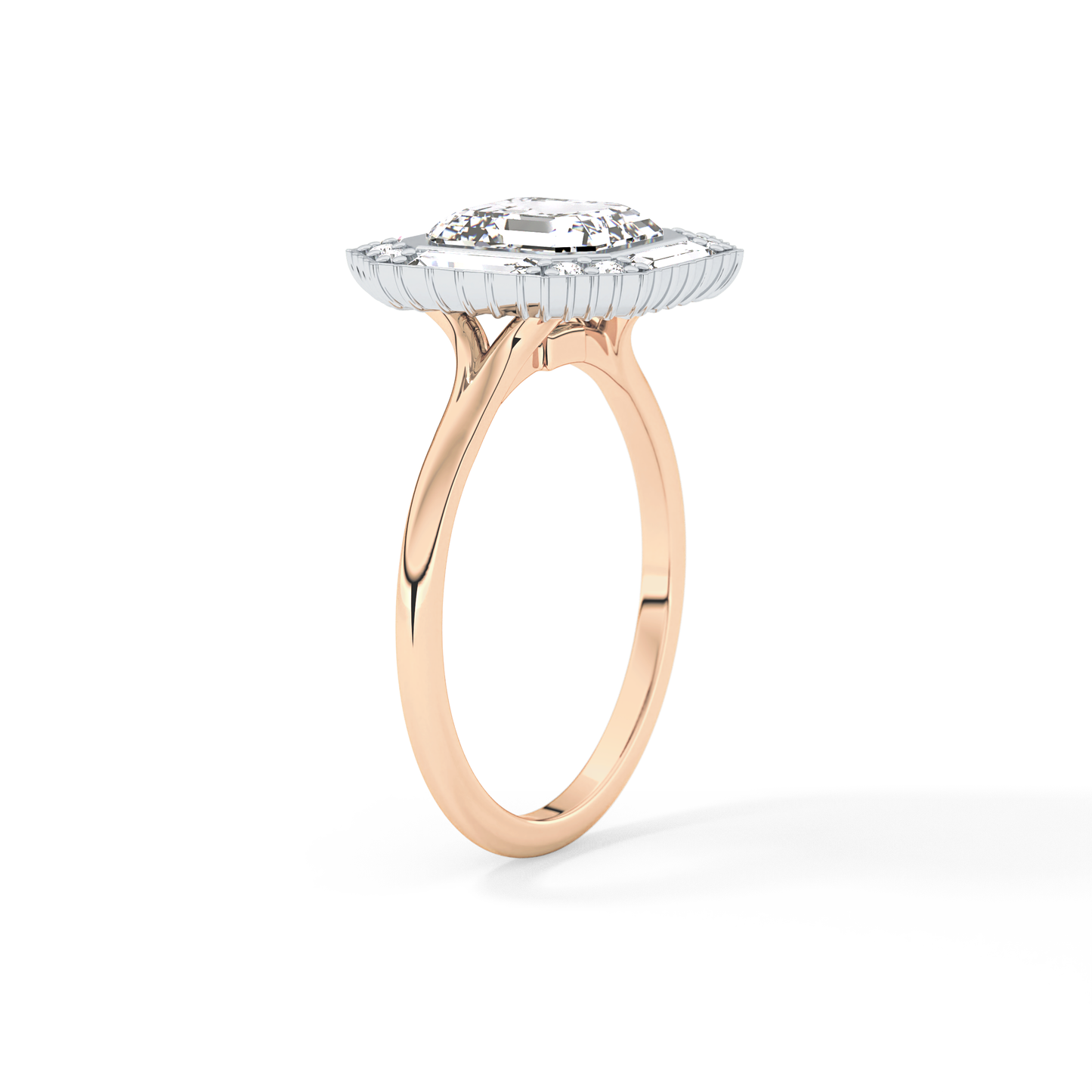 Asscher Cluster Lab Grown Diamond Engagement Ring