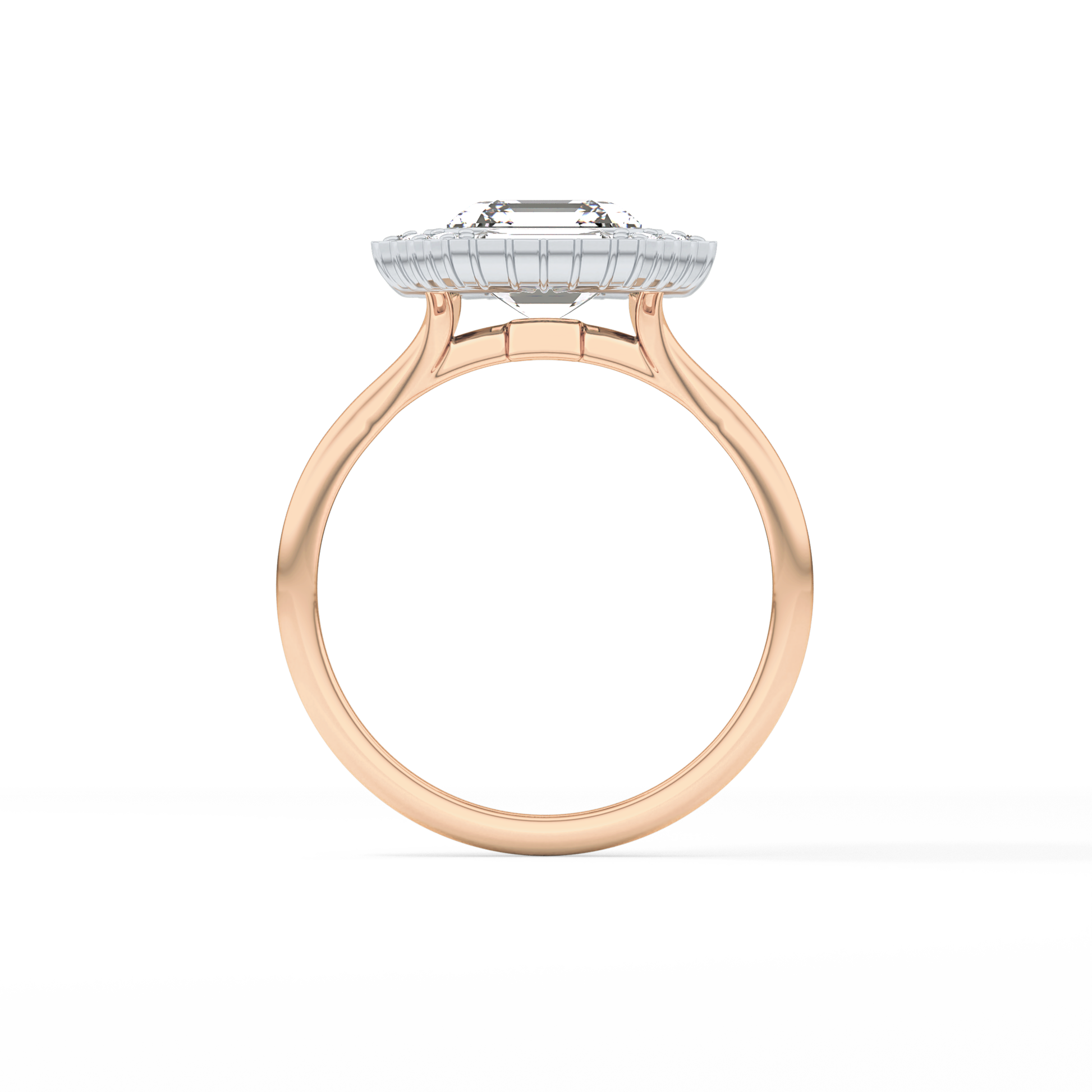 Asscher Cluster Lab Grown Diamond Engagement Ring