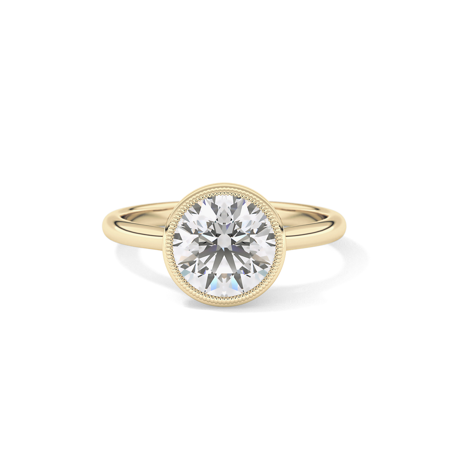Round Bezel Lab Grown Engagement Ring