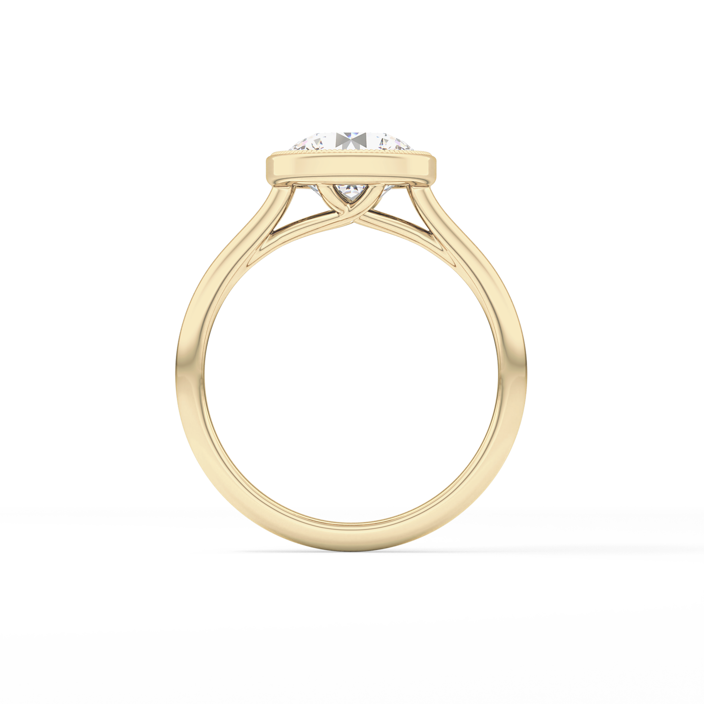 Round Bezel Lab Grown Engagement Ring