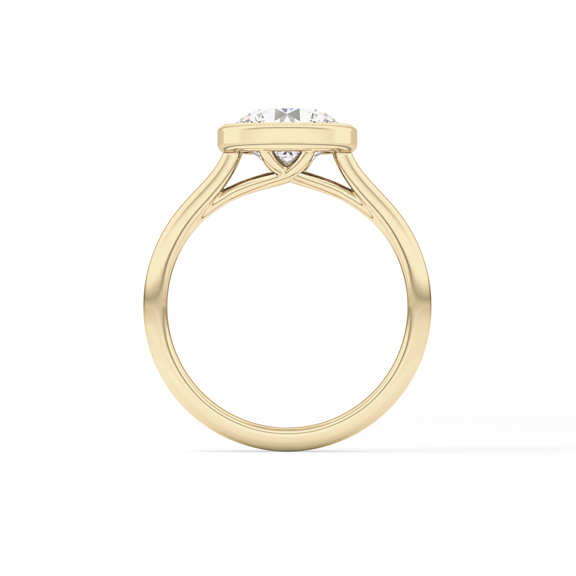 Round Bezel Lab Grown Engagement Ring