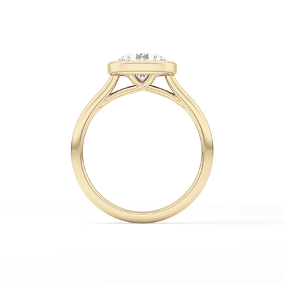 Round Bezel Lab Grown Engagement Ring