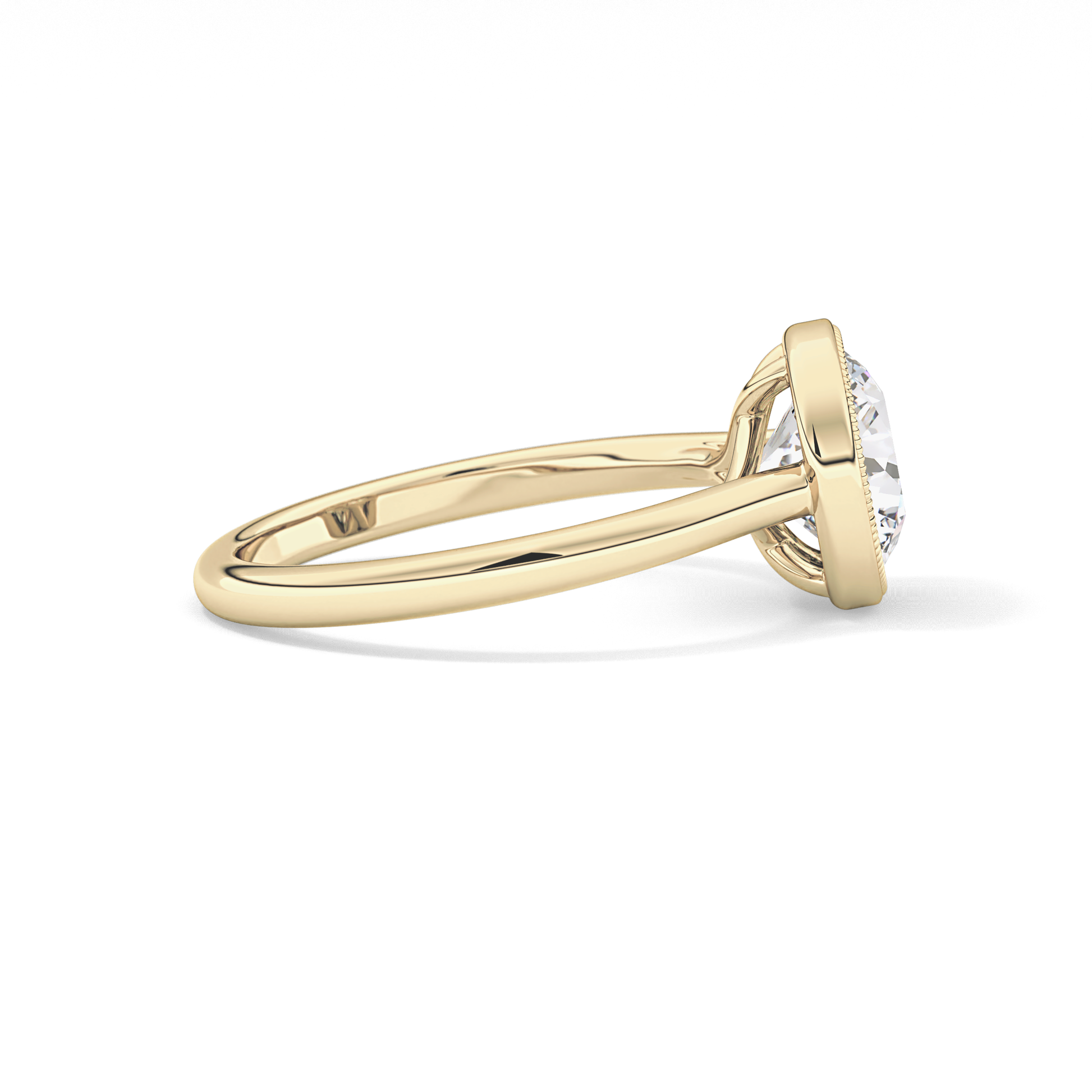 Round Bezel Lab Grown Engagement Ring