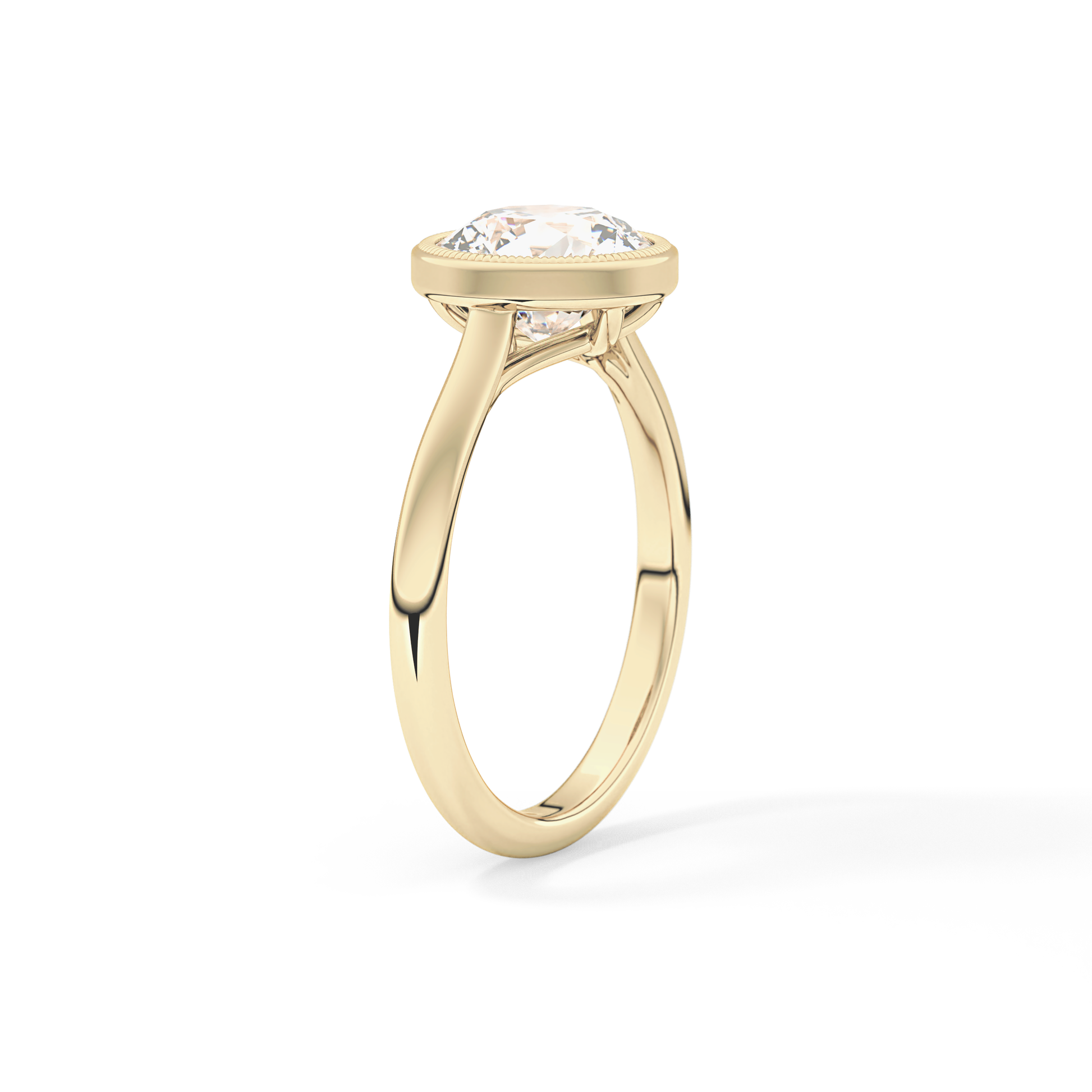 Round Bezel Lab Grown Engagement Ring