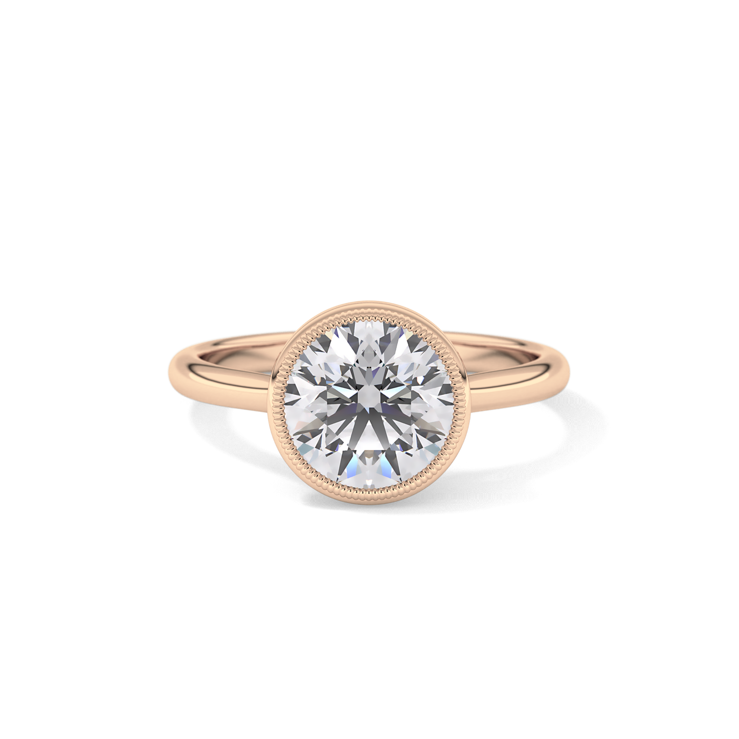 Round Bezel Lab Grown Engagement Ring