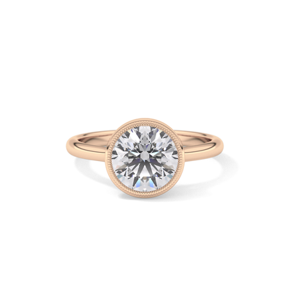 Round Bezel Lab Grown Engagement Ring