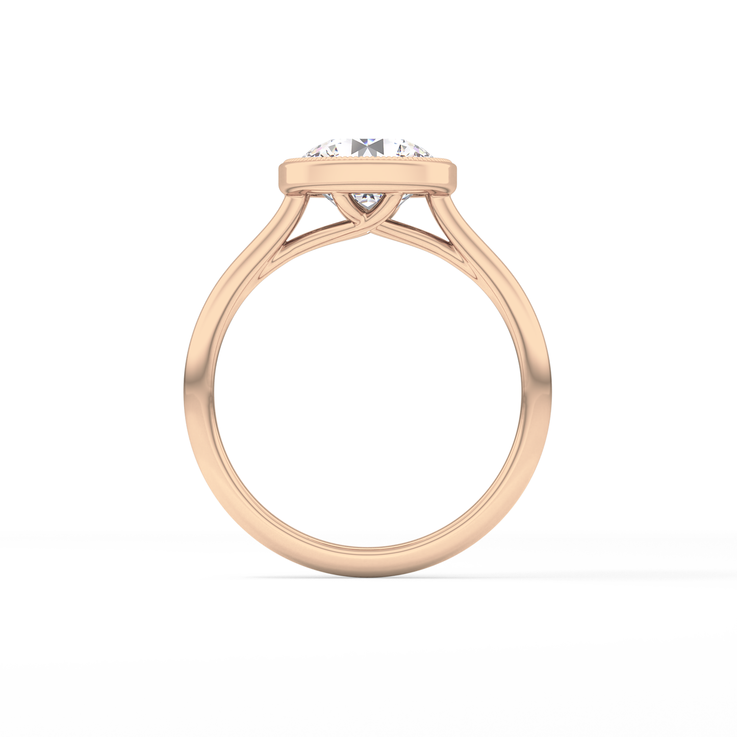 Round Bezel Lab Grown Engagement Ring