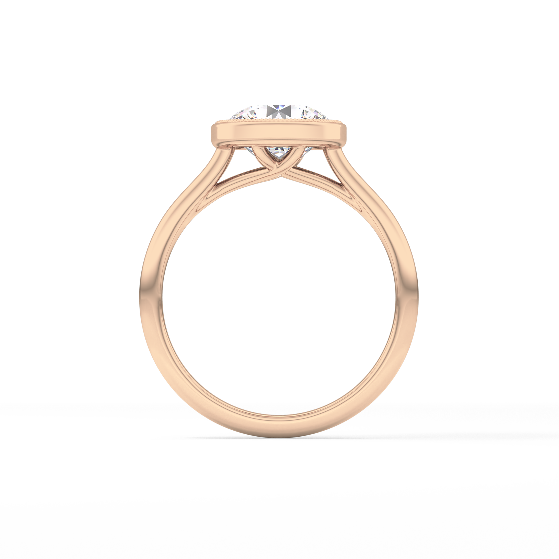 Round Bezel Lab Grown Engagement Ring
