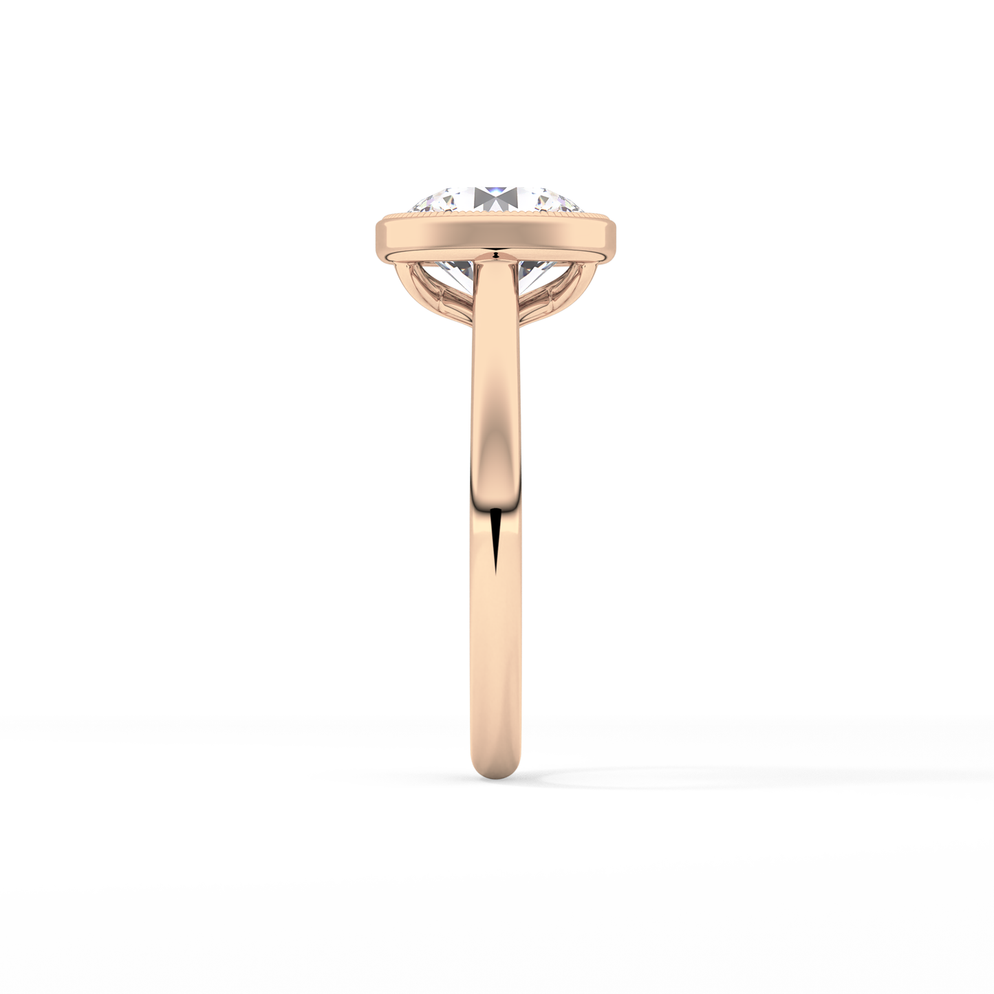 Round Bezel Lab Grown Engagement Ring