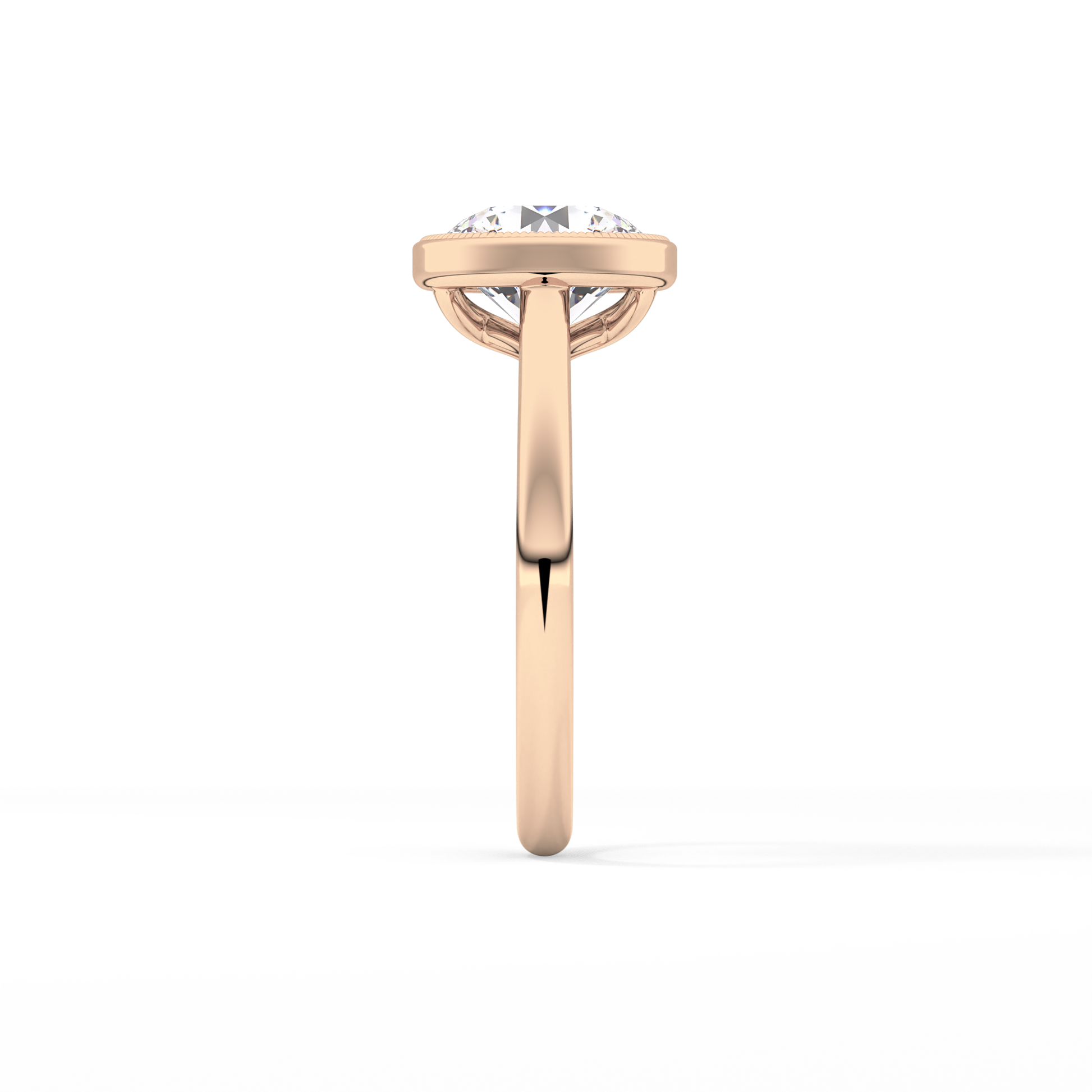 Round Bezel Lab Grown Engagement Ring