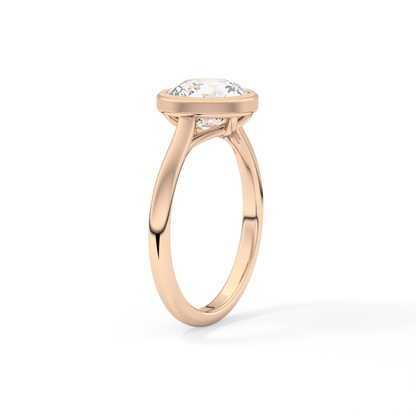Round Bezel Lab Grown Engagement Ring